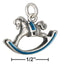 Silver Charms & Pendants Sterling Silver 3D Rocking Horse Charm With Blue Accents JadeMoghul Inc.