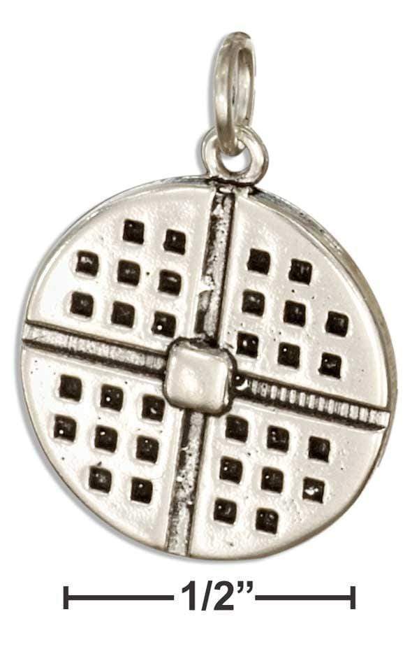 Silver Charms & Pendants Sterling Silver 3D Round Waffle Charm With Butter JadeMoghul Inc.