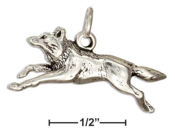 Silver Charms & Pendants Sterling Silver 3D Running Wolf Charm JadeMoghul Inc.
