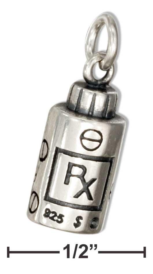 Silver Charms & Pendants Sterling Silver 3d Rx Prescription Pill Bottle Charm JadeMoghul