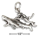 Silver Charms & Pendants Sterling Silver 3D Scuba Diver With Shark Charm JadeMoghul Inc.