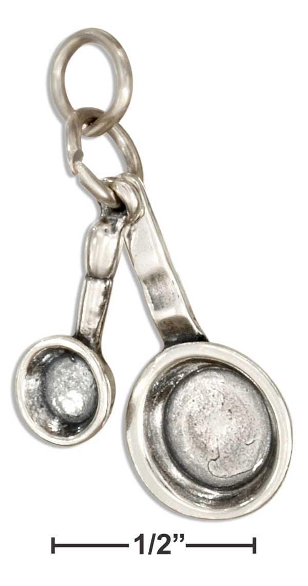 Silver Charms & Pendants Sterling Silver 3D Set Of Frying Pans Charm JadeMoghul Inc.