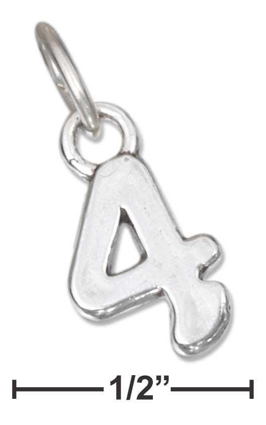 Silver Charms & Pendants Sterling Silver "4" Number Charm JadeMoghul Inc.