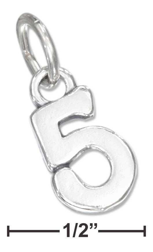 Silver Charms & Pendants Sterling Silver "5" Number Charm JadeMoghul Inc.