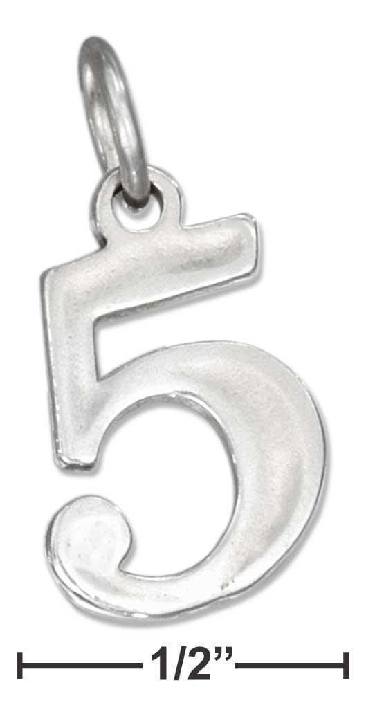 Silver Charms & Pendants Sterling Silver "5" Number Charm JadeMoghul Inc.