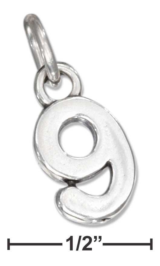 Silver Charms & Pendants Sterling Silver "9" Number Charm JadeMoghul Inc.