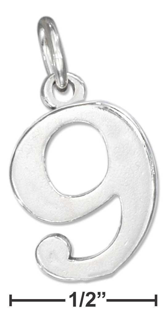 Silver Charms & Pendants Sterling Silver "9" Number Charm JadeMoghul Inc.