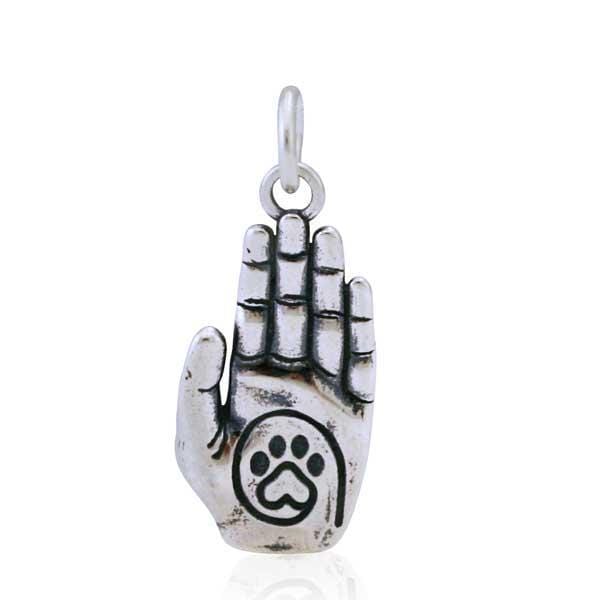 Silver Charms & Pendants Sterling Silver A True Friend Reaches For Your Hand Heart Dog Paw Print Charm JadeMoghul