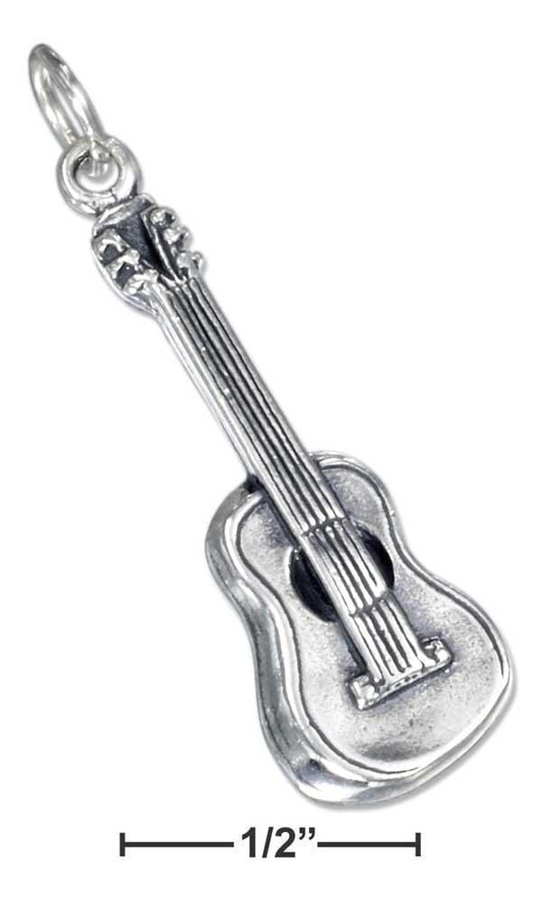 Silver Charms & Pendants Sterling Silver Acoustic Guitar Charm JadeMoghul Inc.