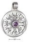 Silver Charms & Pendants Sterling Silver Amethyst Compass Rose Pendant JadeMoghul Inc.