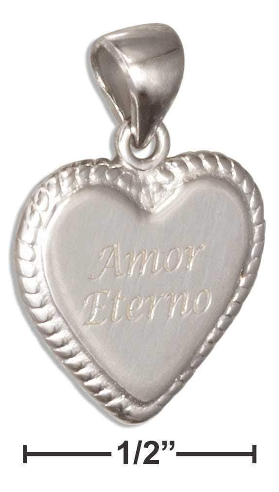 Silver Charms & Pendants Sterling Silver "amor Eterno" Heart Pendant Charm JadeMoghul