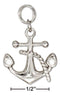 Silver Charms & Pendants Sterling Silver Anchor Charm With Rope And Cubic Zirconia Accents JadeMoghul