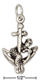 Silver Charms & Pendants Sterling Silver Anchor With Mermaid Charm JadeMoghul Inc.