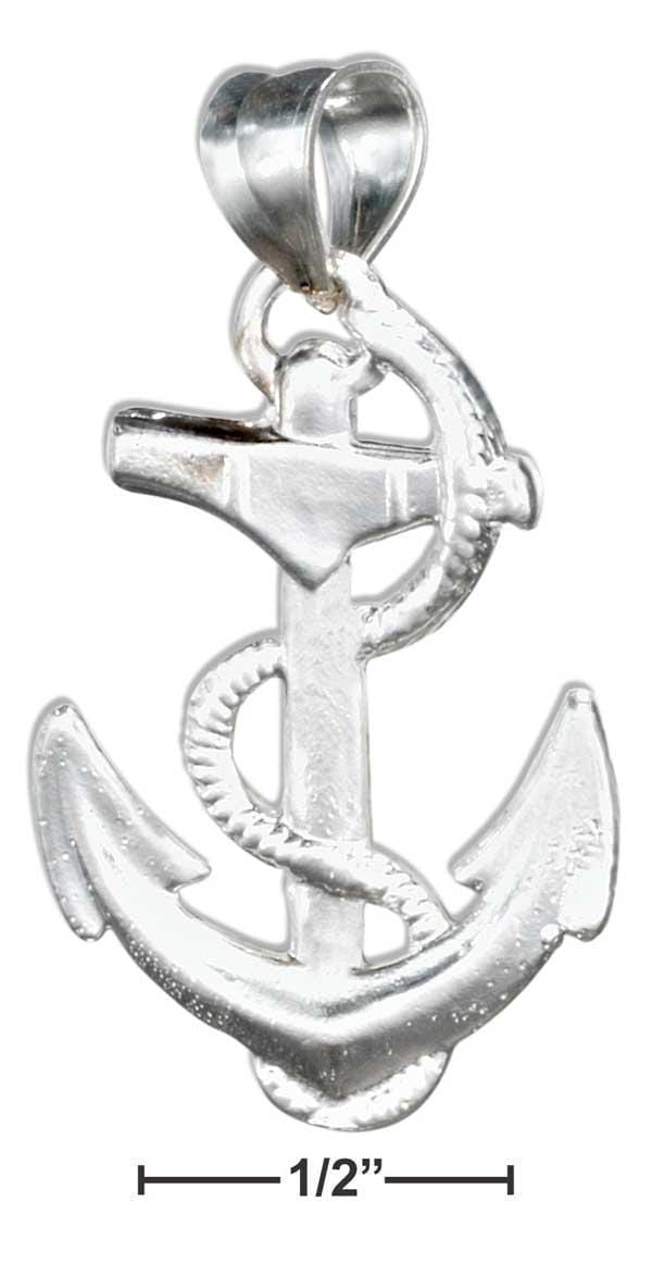 Silver Charms & Pendants Sterling Silver Anchor With Rope Pendant JadeMoghul Inc.