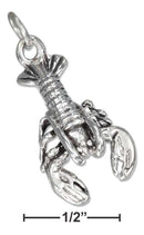 Silver Charms & Pendants Sterling Silver Antiqued 3D Lobster Charm Hanging From Tail JadeMoghul Inc.