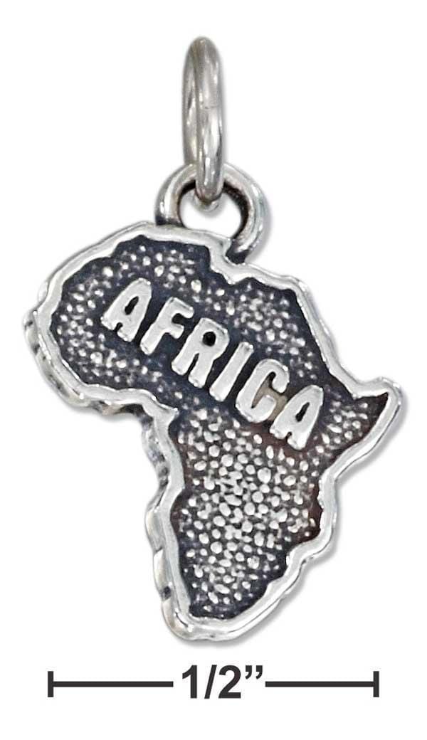 Silver Charms & Pendants Sterling Silver Antiqued "Africa" Map Charm JadeMoghul Inc.