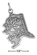 Silver Charms & Pendants Sterling Silver Antiqued Alaska State Charm JadeMoghul Inc.