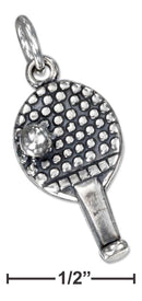 Silver Charms & Pendants Sterling Silver Antiqued Ball And Paddle Ping-Pong Charm JadeMoghul Inc.