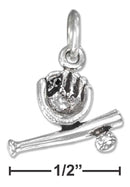 Silver Charms & Pendants Sterling Silver Antiqued Baseball, Bat And Glove Charm JadeMoghul Inc.