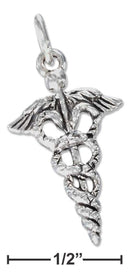 Silver Charms & Pendants Sterling Silver Antiqued Caduceus Charm JadeMoghul Inc.