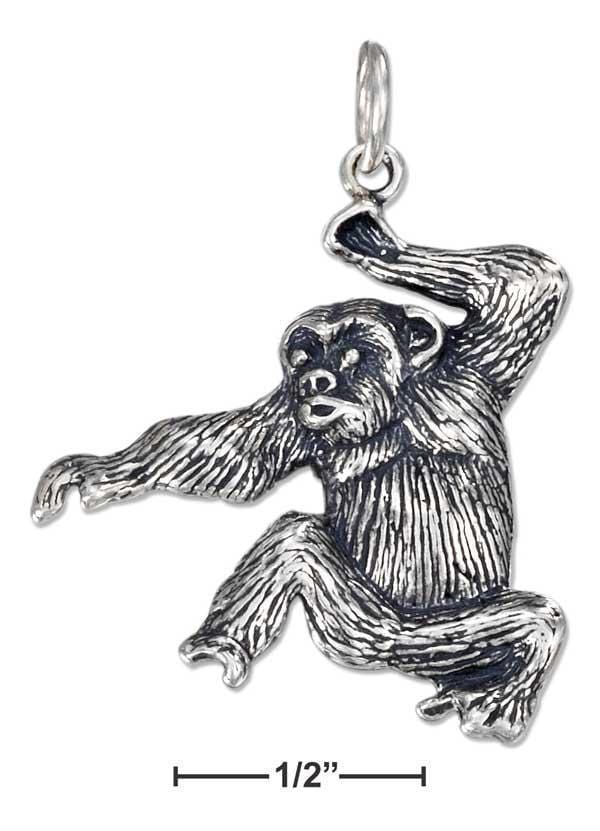 Silver Charms & Pendants Sterling Silver Antiqued Chimpanzee Charm JadeMoghul Inc.