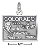 Silver Charms & Pendants Sterling Silver Antiqued Colorado State Charm JadeMoghul Inc.