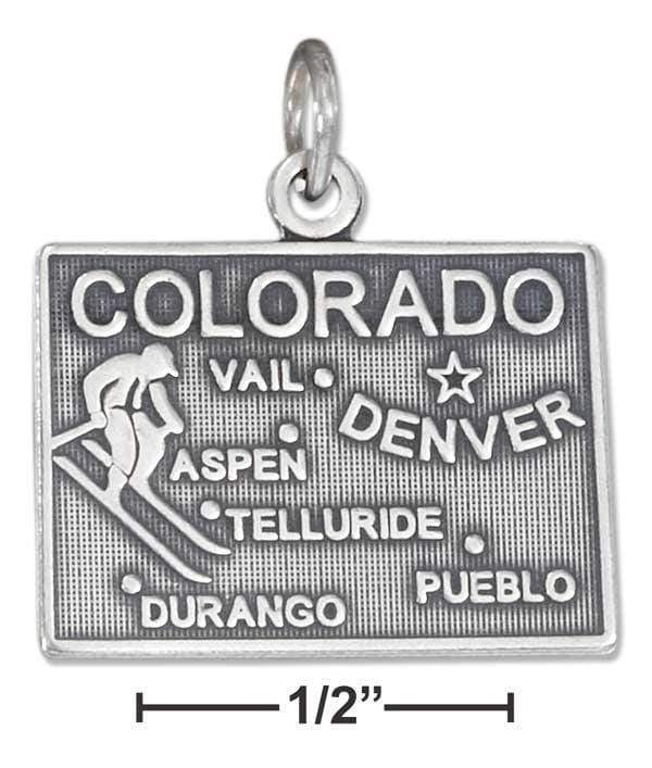 Silver Charms & Pendants Sterling Silver Antiqued Colorado State Charm JadeMoghul Inc.