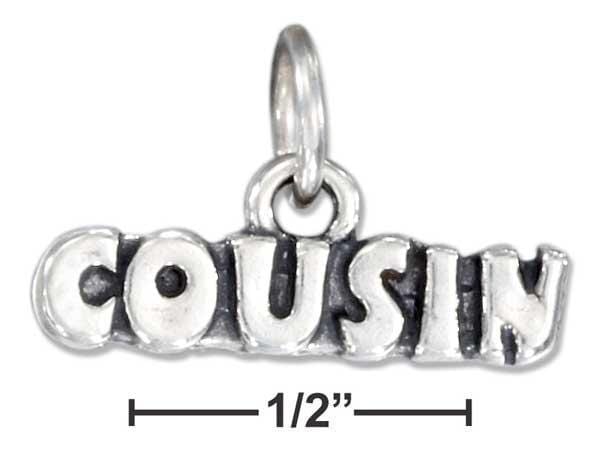 Silver Charms & Pendants Sterling Silver Antiqued "Cousin" Charm JadeMoghul Inc.