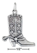 Silver Charms & Pendants STERLING SILVER ANTIQUED COWBOY BOOT CHARM JadeMoghul