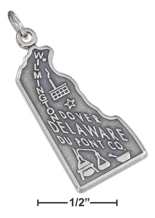 Silver Charms & Pendants Sterling Silver Antiqued Delaware State Charm JadeMoghul Inc.