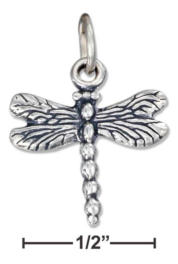 Silver Charms & Pendants Sterling Silver Antiqued Dragonfly Charm JadeMoghul Inc.