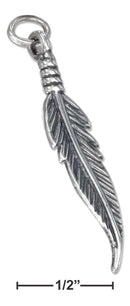 Silver Charms & Pendants Sterling Silver Antiqued Feather Charm JadeMoghul Inc.