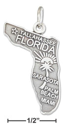 Silver Charms & Pendants Sterling Silver Antiqued Florida State Charm JadeMoghul Inc.