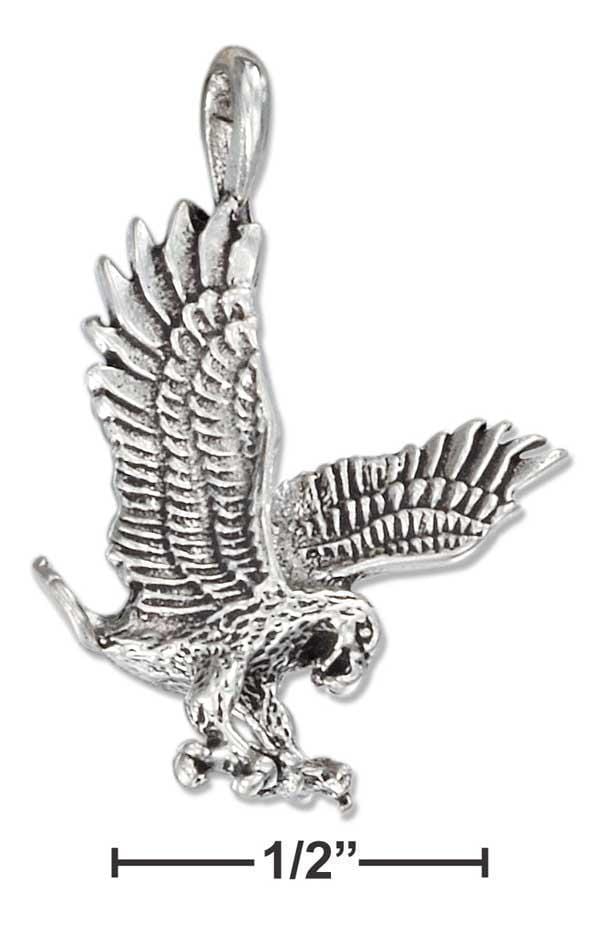 Silver Charms & Pendants Sterling Silver Antiqued Flying Eagle Pendant JadeMoghul Inc.