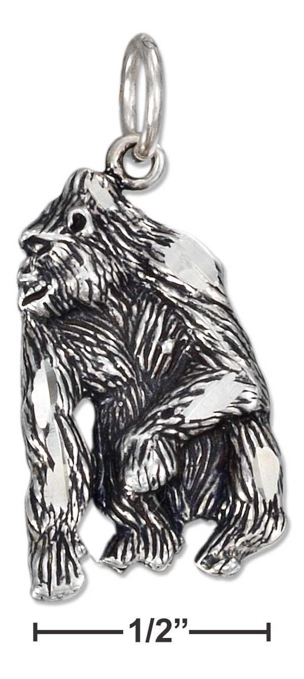 Silver Charms & Pendants Sterling Silver Antiqued Gorilla Charm JadeMoghul Inc.