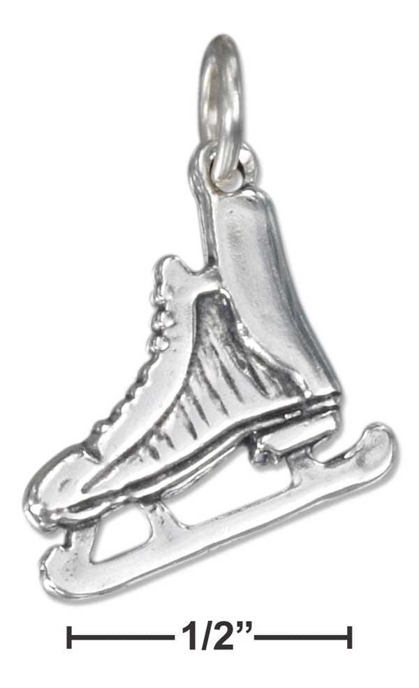 Silver Charms & Pendants Sterling Silver Antiqued Hockey Skate Charm JadeMoghul Inc.