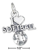 Silver Charms & Pendants Sterling Silver Antiqued "I Heart Softball" Charm With A Softball JadeMoghul Inc.