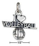 Silver Charms & Pendants Sterling Silver Antiqued "I Heart Volleyball" Charm With A Volleyball JadeMoghul Inc.