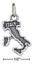 Silver Charms & Pendants Sterling Silver Antiqued "Italy" Map Charm JadeMoghul Inc.