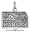 Silver Charms & Pendants Sterling Silver Antiqued Kansas State Charm JadeMoghul Inc.