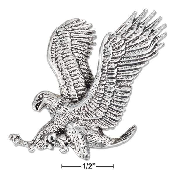 Silver Charms & Pendants Sterling Silver Antiqued Landing Bald Eagle Pendant JadeMoghul Inc.