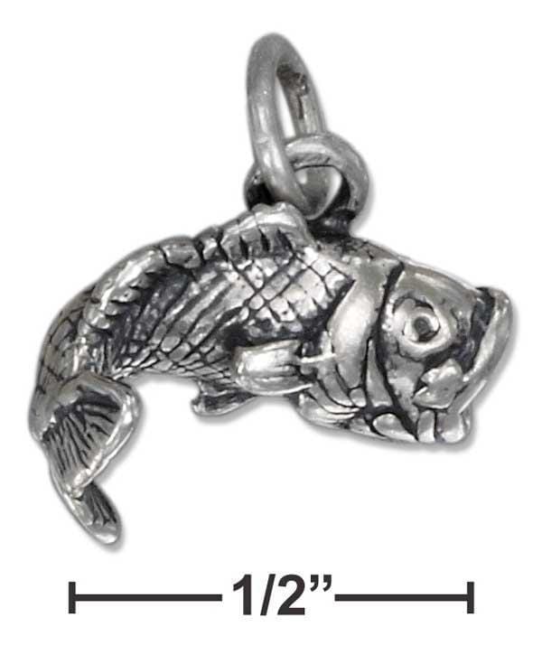 Silver Charms & Pendants Sterling Silver Antiqued Large Mouth Bass Charm JadeMoghul Inc.