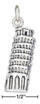 Silver Charms & Pendants Sterling Silver Antiqued Leaning Tower Of Pisa Charm JadeMoghul Inc.