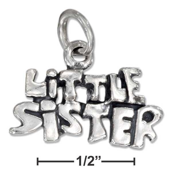 Silver Charms & Pendants Sterling Silver Antiqued "Little Sister" Charm JadeMoghul Inc.