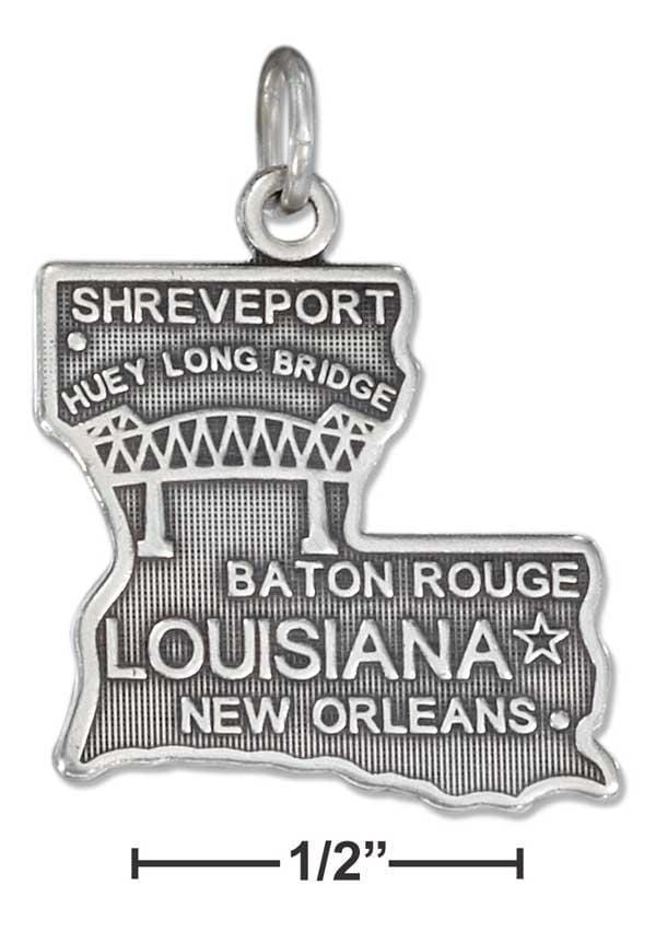 Silver Charms & Pendants Sterling Silver Antiqued Louisiana State Charm JadeMoghul Inc.