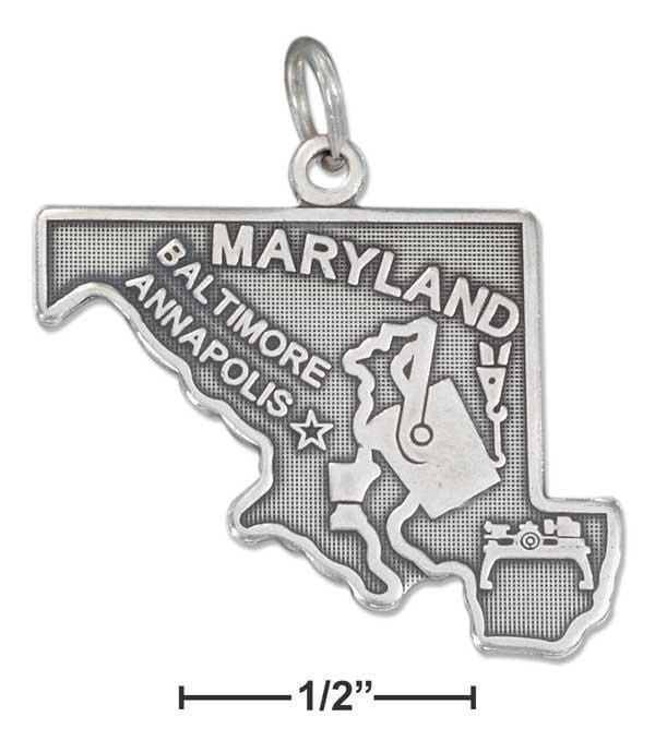 Silver Charms & Pendants Sterling Silver Antiqued Maryland State Charm JadeMoghul Inc.