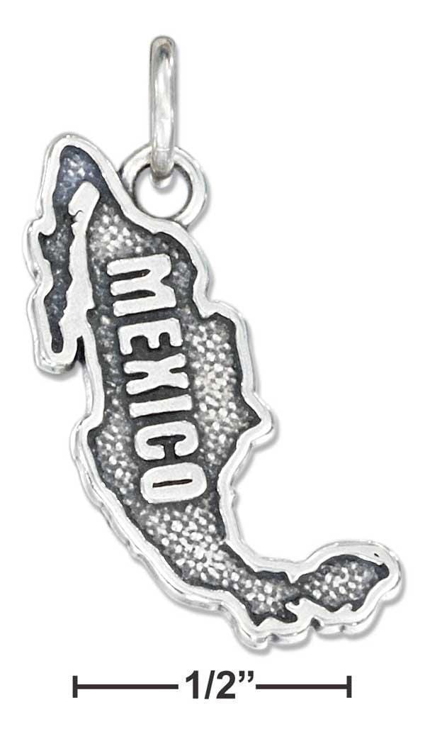 Silver Charms & Pendants Sterling Silver Antiqued "Mexico" Map Charm JadeMoghul Inc.