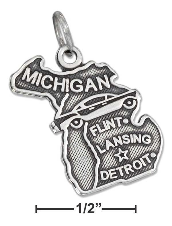 Silver Charms & Pendants Sterling Silver Antiqued Michigan State Charm JadeMoghul Inc.