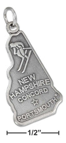 Silver Charms & Pendants Sterling Silver Antiqued New Hampshire State Charm JadeMoghul Inc.