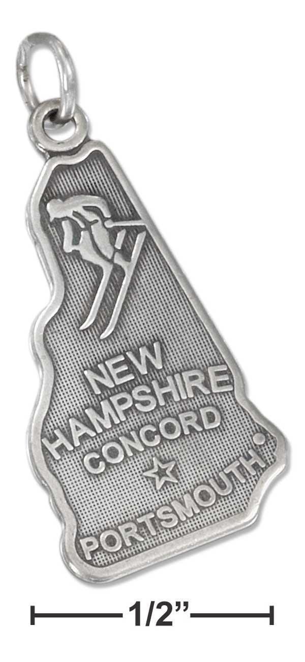 Silver Charms & Pendants Sterling Silver Antiqued New Hampshire State Charm JadeMoghul Inc.